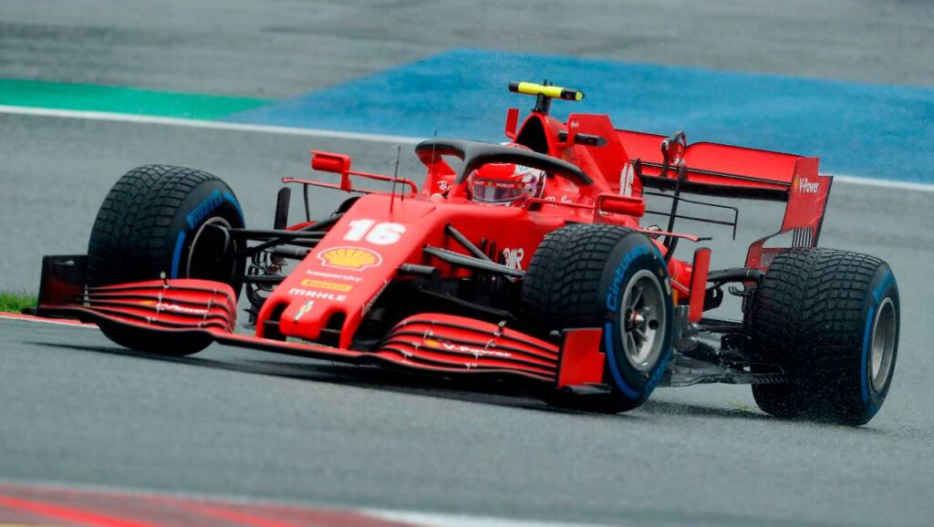 Qualifiche GP di Stiria 2020: Charles Leclerc in azione con la Ferrari SF1000