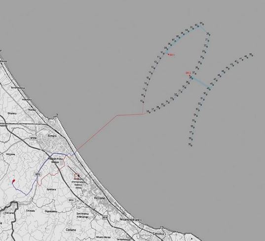 Layout dell'impianto eolico offshore.fonte: guardiacostiera.gov.it