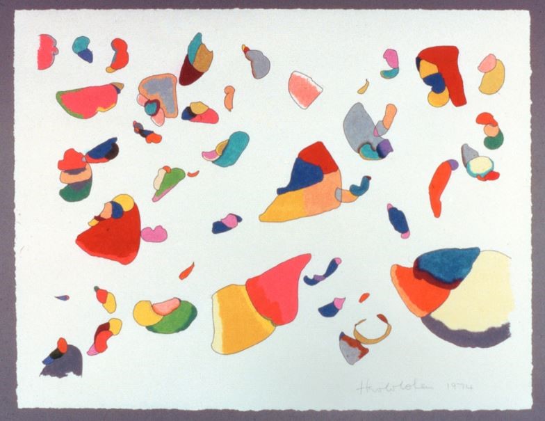 Uno dei primi disegni di AARON, colorato a mano da Cohen, 1974 (https://collections.vam.ac.uk/item/O499576/drawing-cohen-harold/)
