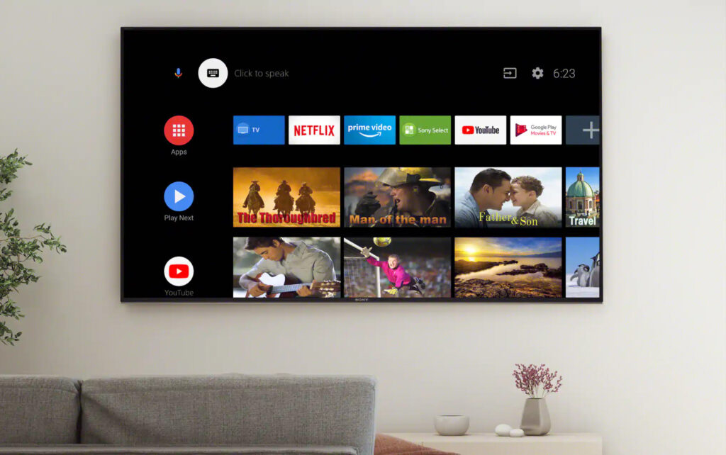 Molti servizi di streaming disponibili nella Sony XH90. Credits: Sony