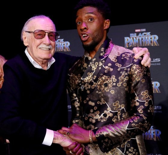 Chadwick Boseman insieme a Stan Lee