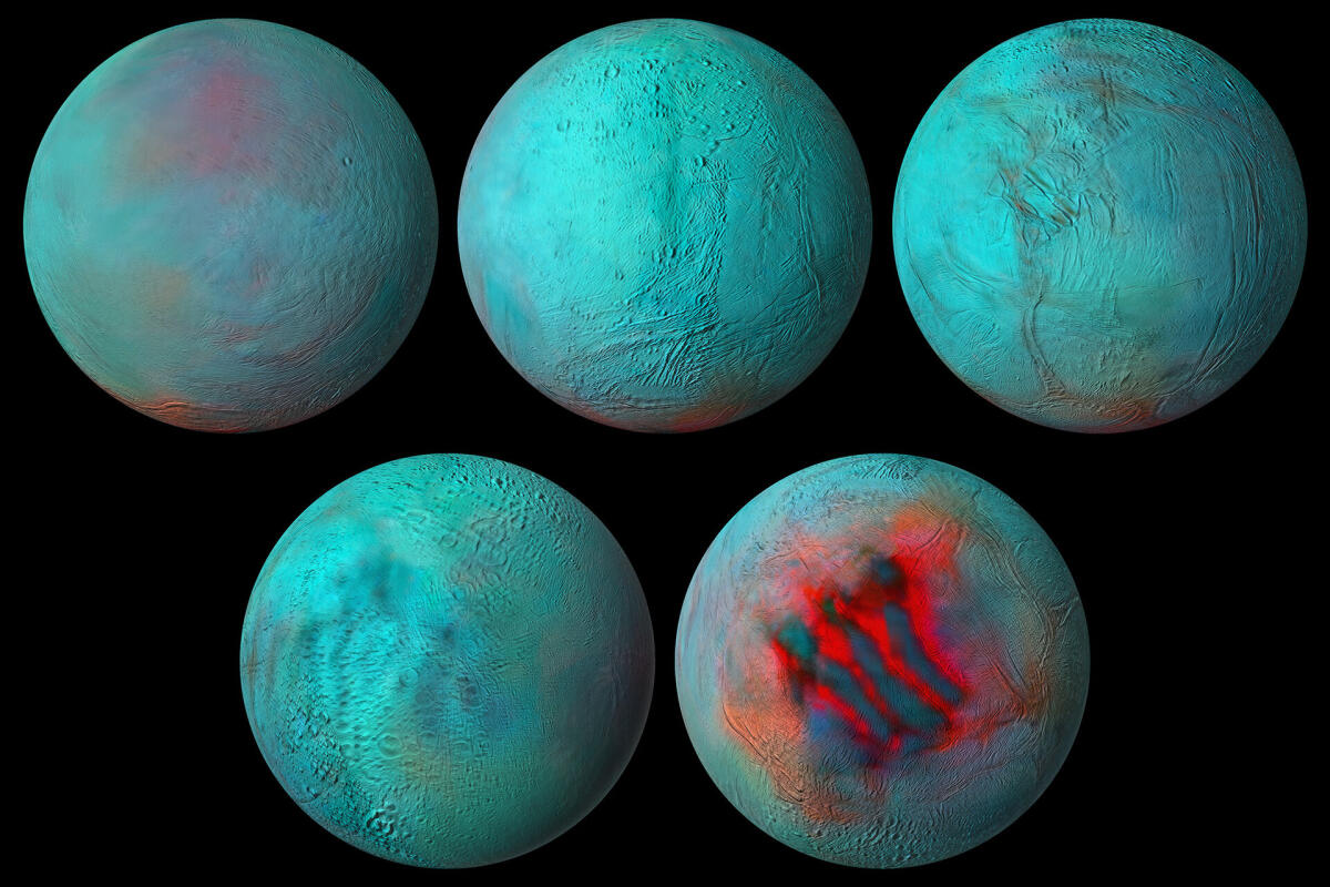 Encelado: la luna ghiacciata di Saturno in una accurata mappa ad infrarossi - 