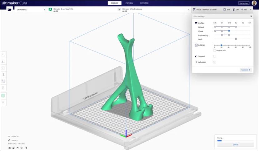 Screenshot da Ultimaker Cura