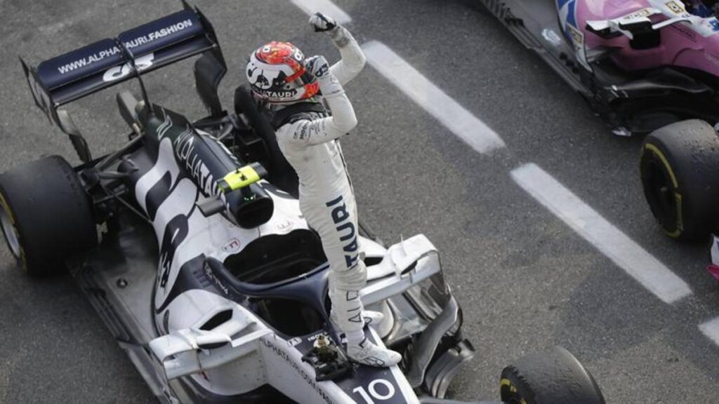 Pierre Gasly esulta dopo il Gran Premio d'Italia