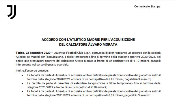 Morata alla Juventus: come e perché funziona la formula del prestito