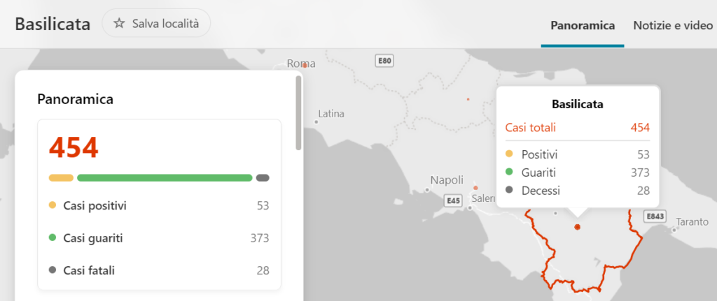 Casi totali Basilicata al 12 Settembre 2020
