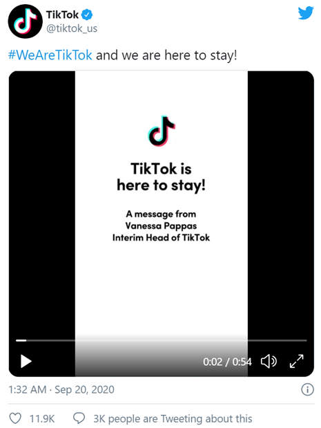TikTok is "here to stay"