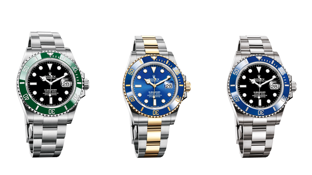 Rolex Submariner Ref. 126610LV, Ref. 126613LB, Ref. Ref. 126629LB. Fonte: robbreport.com