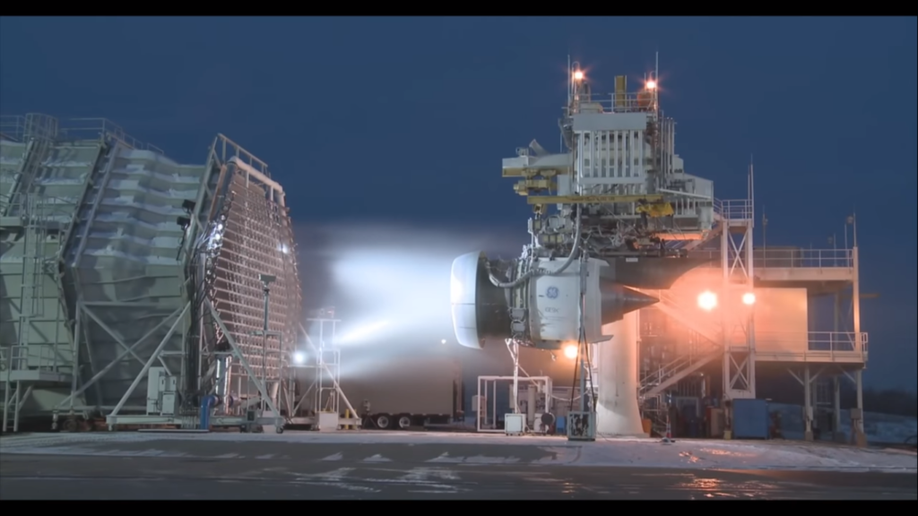 GE9X durante uno dei primi test in Ohio. Credits: GE Aviation.