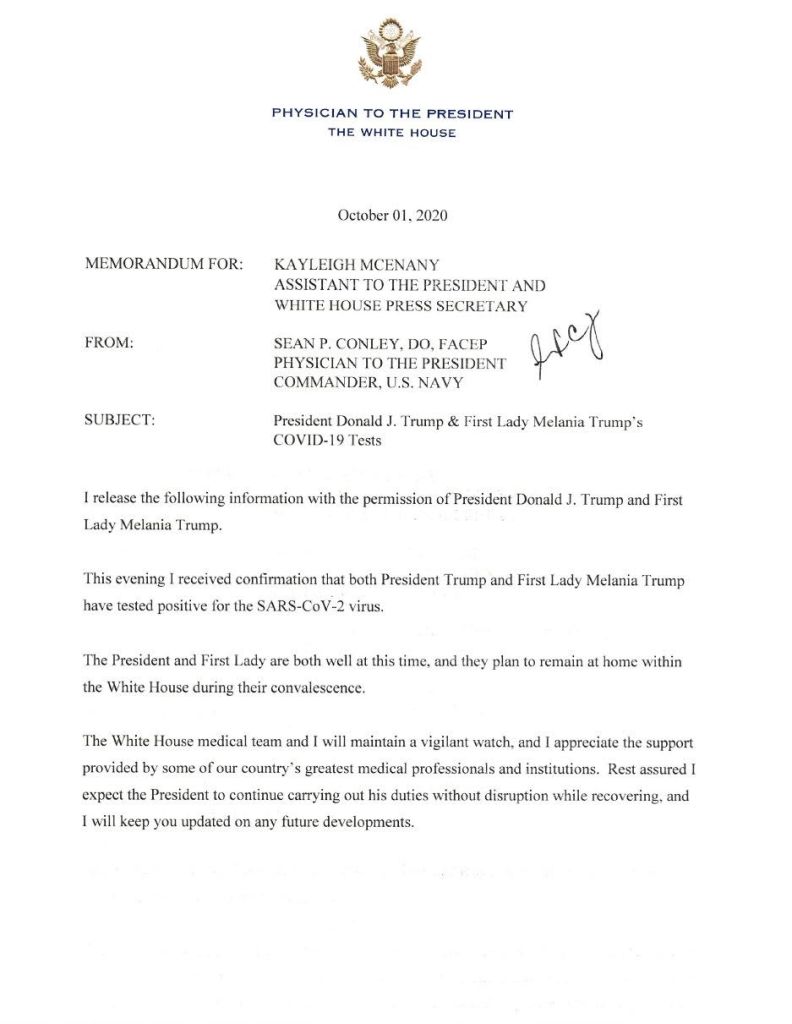 Memorandum diffuso dalla Casa Bianca. Credits: The White House