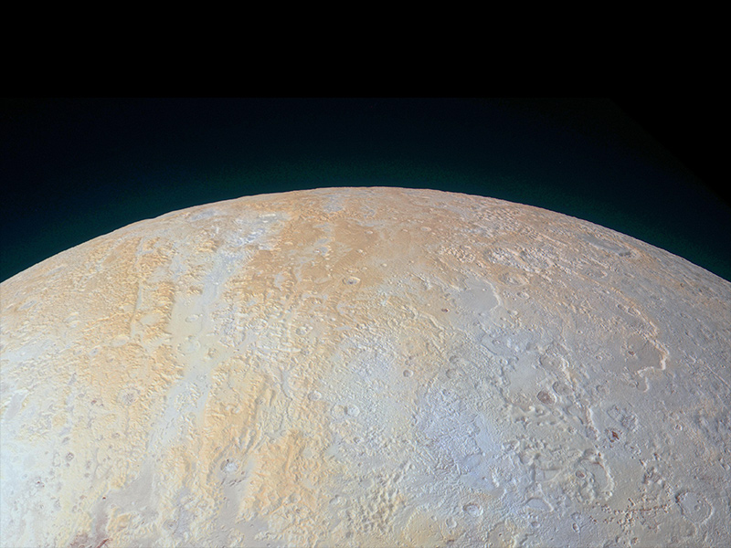 Immagine dell’area polare settentrionale di Plutone catturata da New Horizons. Credits: NASA/Johns Hopkins University Applied Physics Laboratory/Southwest Research Institute