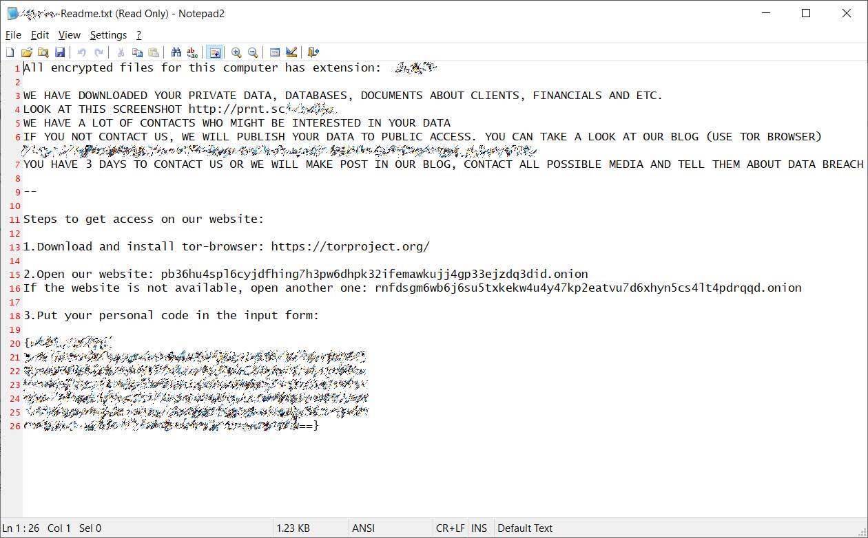 Nota di riscatto NetWalker per Enel Group. Credits: BleepingComputer