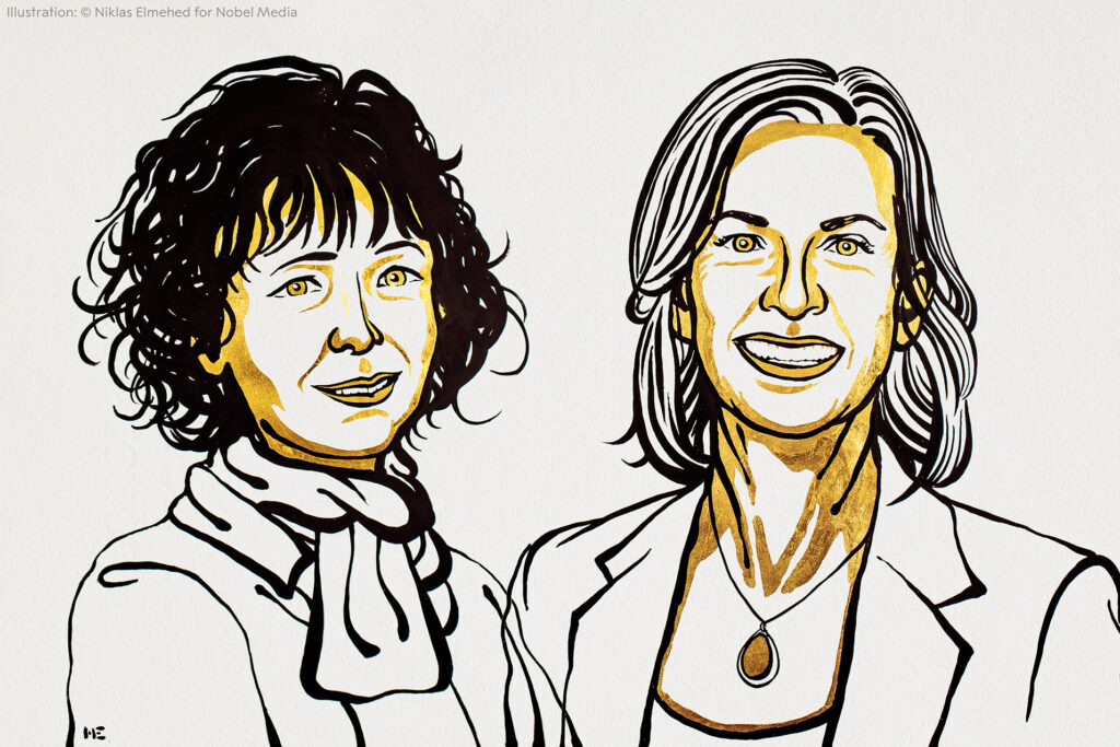 Emmanuelle Charpentier e Jennifer Doudna. Credits: Niklas Elmehed for Nobel Media
