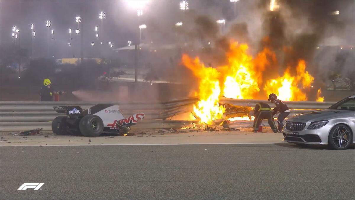 Terribile incidente per Romain Grosjean nel GP del Bahrain di Formula 1 - 