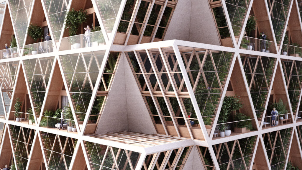 L'idea per una torre modulare in X-Lam. PH: dezeen.com