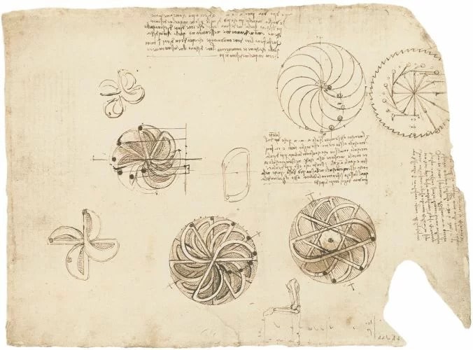 Progettazione ad opera di Leonardo da Vinci della ruota a moto perpetuoCredits: Artslife