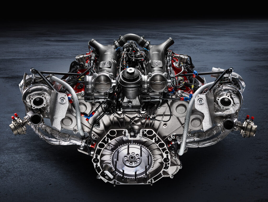 Il v8 biturbo della Ferrari 488 GT Modificata