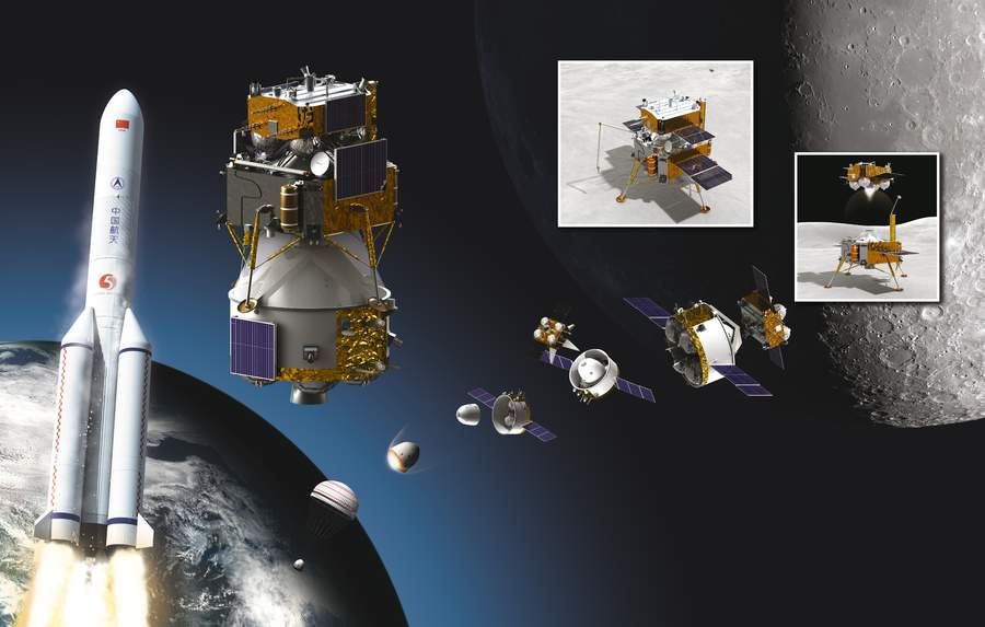 Illustrazione dei componenti di Chang’e 5. Crediti: Allaboutspace – Future.