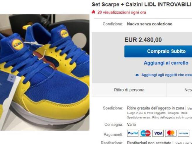 Scarpe Lidl e la storica impennata dei prezzi sul web. Fonte: Il Corriere della Sera