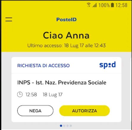 Simulazione autorizazione SPID Poste Italiane. Credits: Poste Italiane