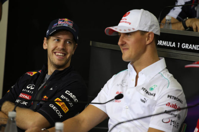 Sebastian Vettel e Michael Schumacher, da www.f1.com