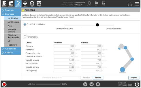 Credit: universal-robots.com. Dettaglio dell'interfaccia Polyscope utilizzata per programmare il robot.