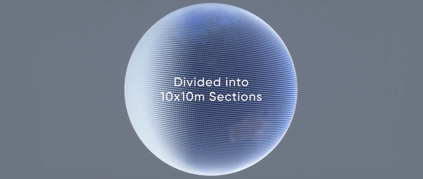 Superficie globale di Earth 2 suddivisa mediante la griglia di tessere. Crediti: earth.io