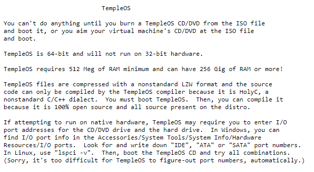 TempleOS: il sistema operativo più strano mai creato