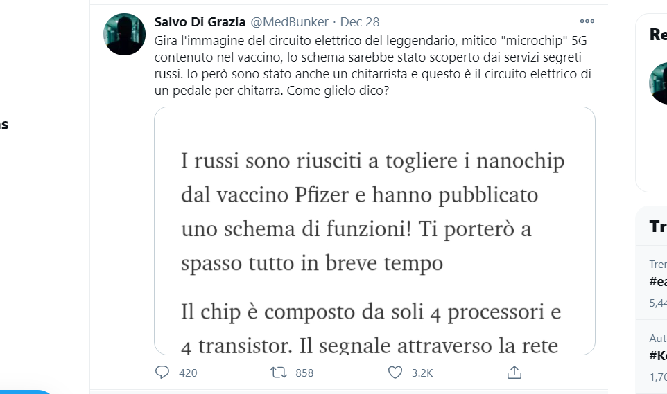 Il post di Twitter che per primo ha smascherato la fake news.