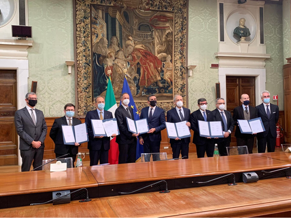 Il momento della cerimonia a Palazzo Chigi. Credits: ESA