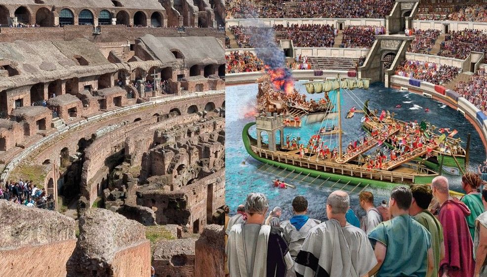 Uno degli incredibili spettacoli del Colosseo: la naumachia. PH: unaguidaturisticaroma.com