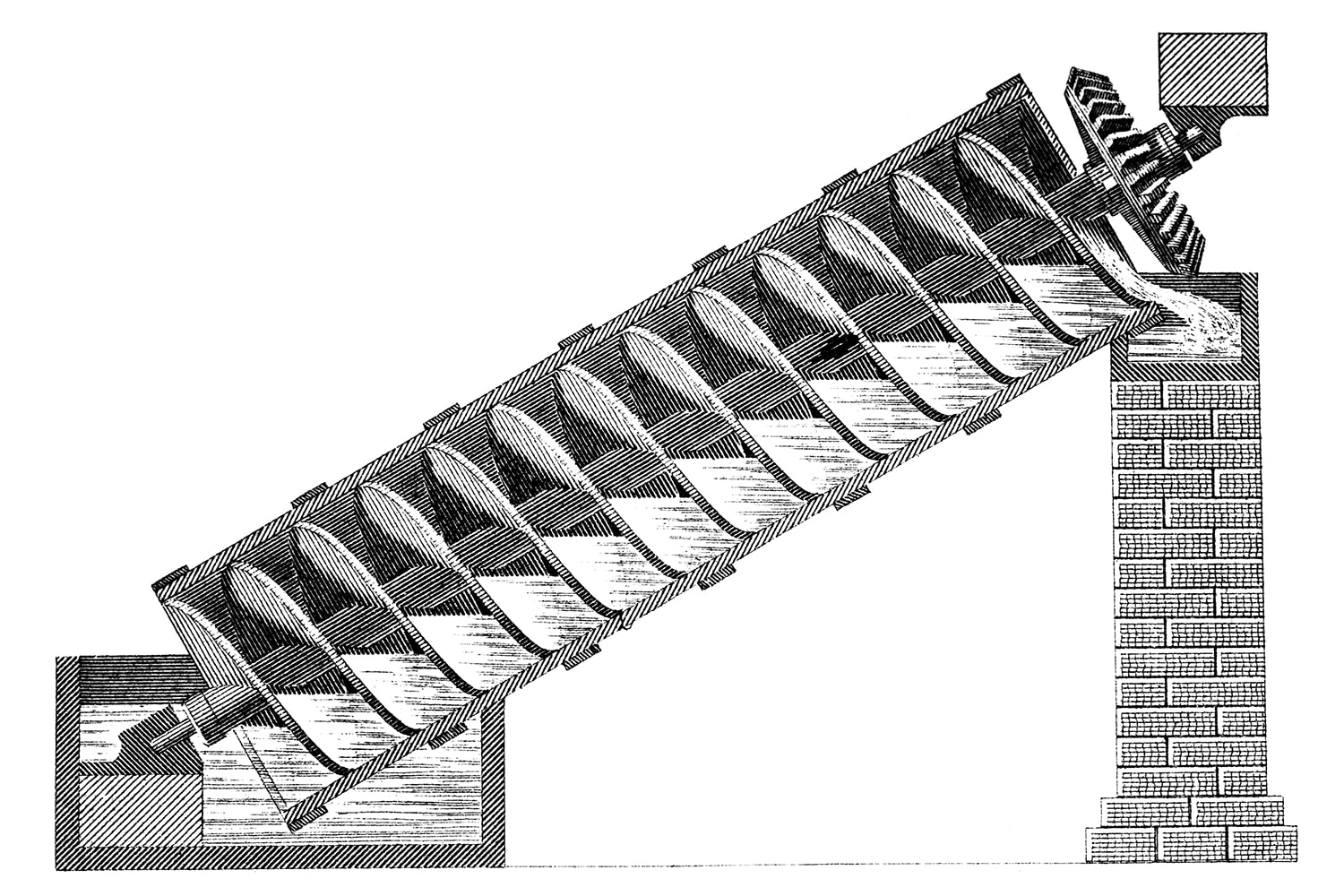 Sezione della vite idraulica di Archimede