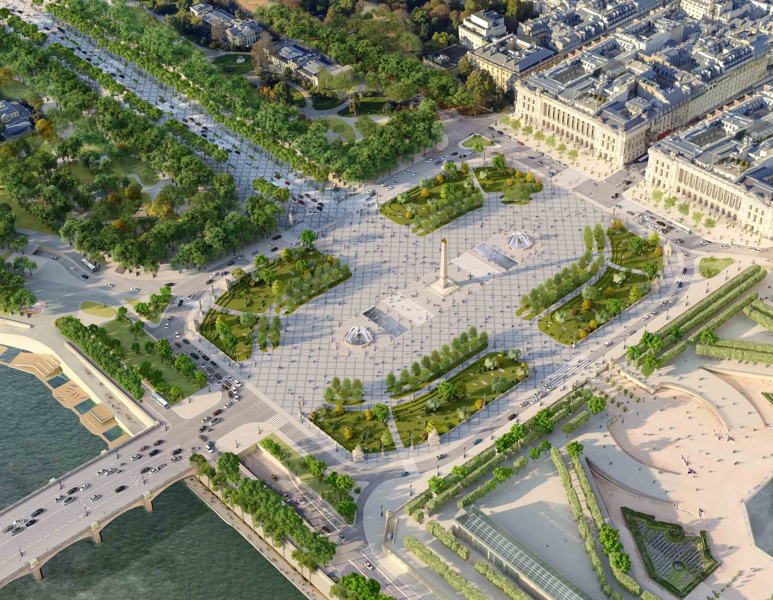 Il nuovo look degli Champs-Élysées visto dall'alto. PH: collectiviteslocales.fr
