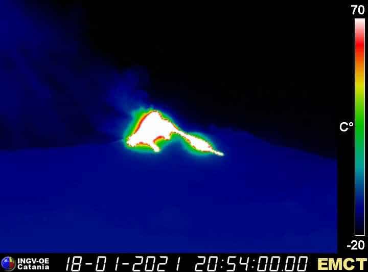 Aggiornamento INGV - Etna, 18 gennaio 2021, ore 20.54