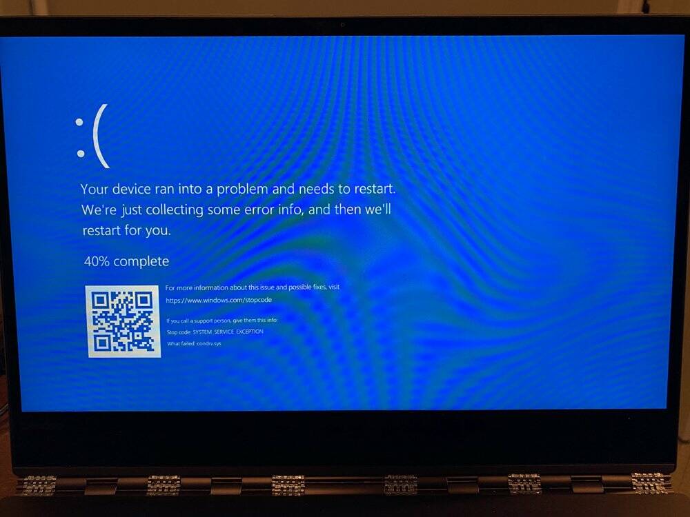 La vera BSOD che si presenta dopo aver digitato quel path
