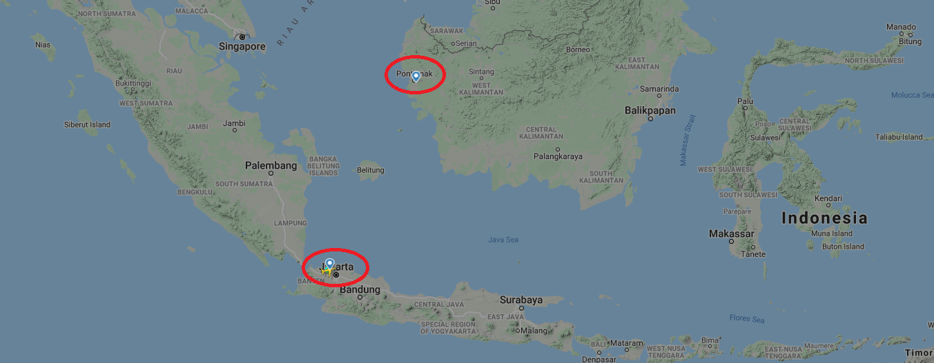 Rotta prevista per il volo SJ 128 (Sriwijaya Air). Crediti Flight Radar 24.