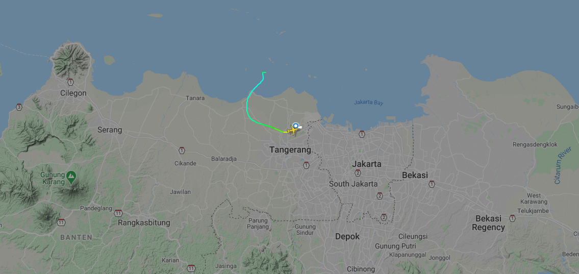 Perdita contatti con il volo SJ 182 (Sriwijaya Air). Crediti: Flight Radar 24.