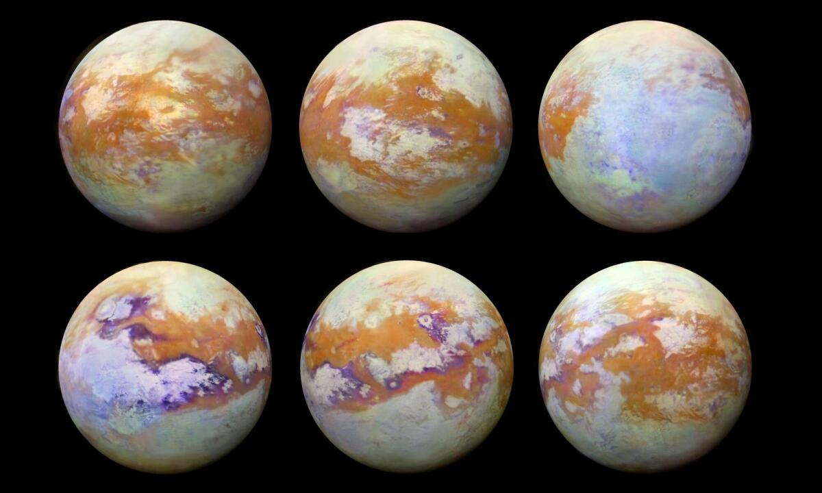 L'atmosfera di Titano e la continua ricerca di segnali di vita - Illustrazioni del più grande satellite naturale di Saturno, Titano. Crediti: NASA