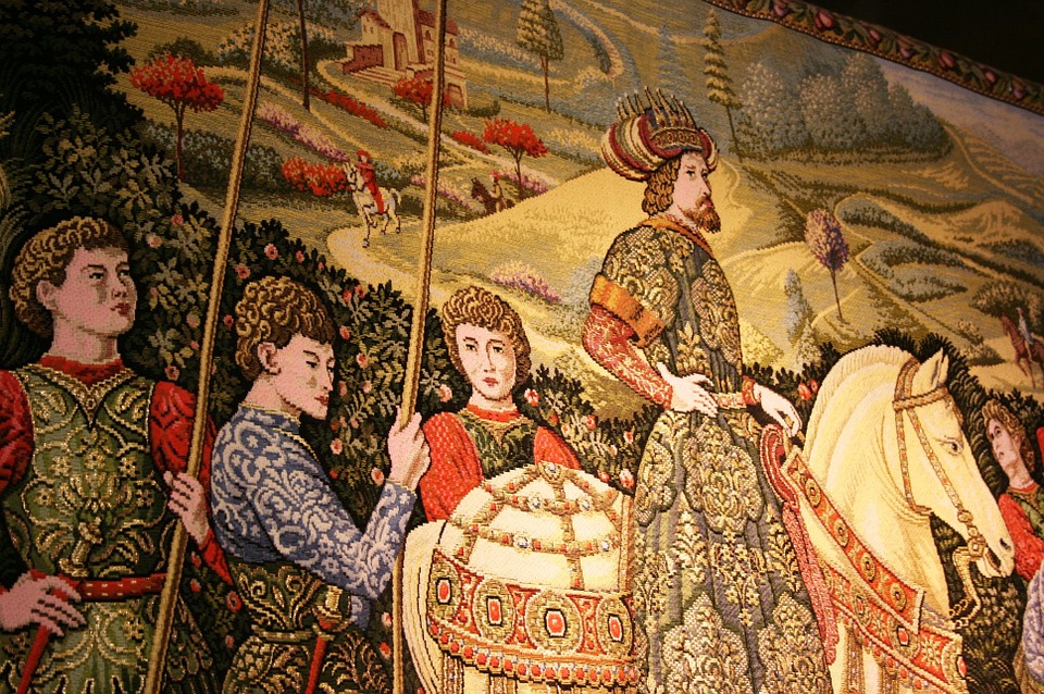 Arazzo raffigurante una scena cavalleresca, Medioevo.