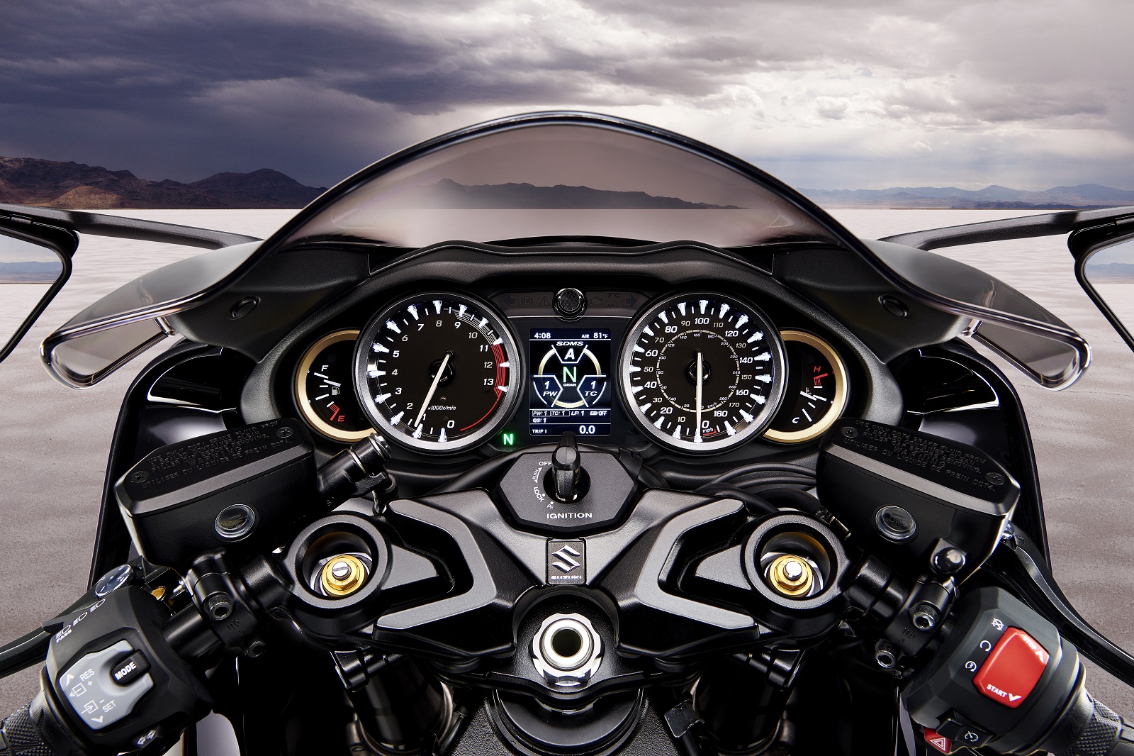 Il quadro strumenti della nuova Suzuki Hayabusa. Immagine fornita dall'ufficio stampa Suzuki Italia