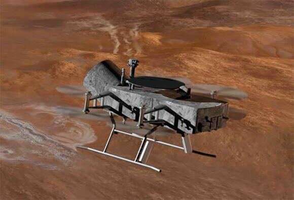 Illustrazione del rotorcraft lander Dragonfly della NASA. Crediti: NASA/JHU-APL.