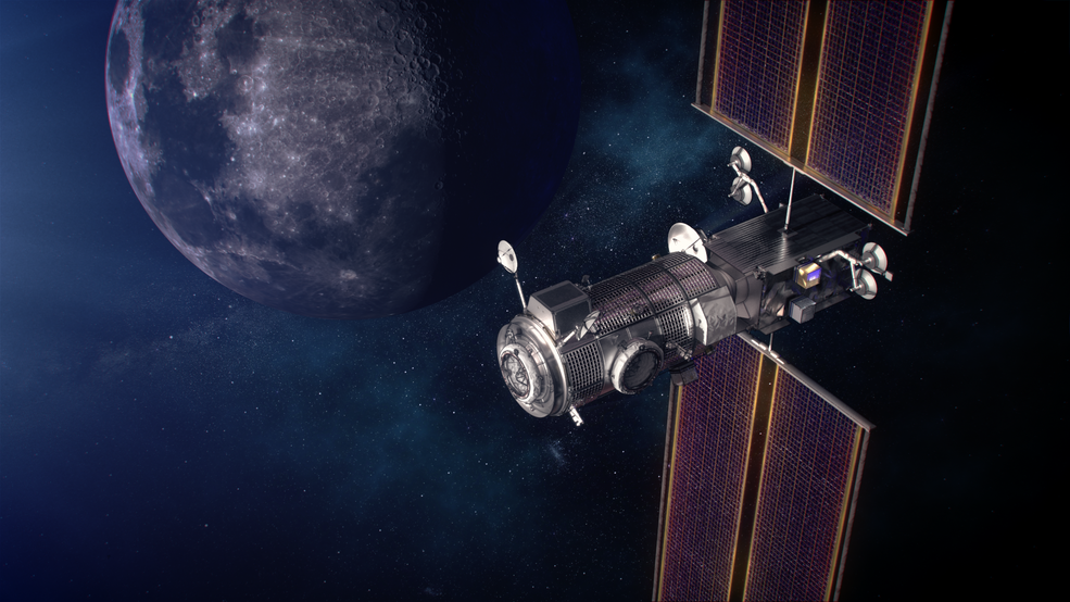 Illustrazione artistica del futuro Lunar Gateway, componente fondamentale del programma NASA Artemis. Credits: NASA.