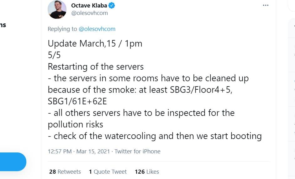 L'ultimo aggiornamento di Octave Klaba sullo stato dei lavori.