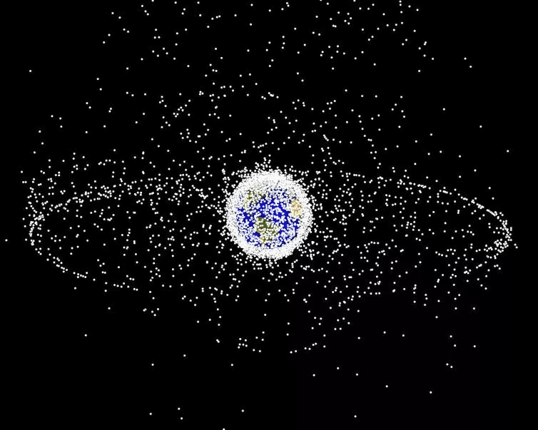 Rappresentazione dell'affollamento dei rifiuti spaziali in orbita terrestre. Crediti: NASA