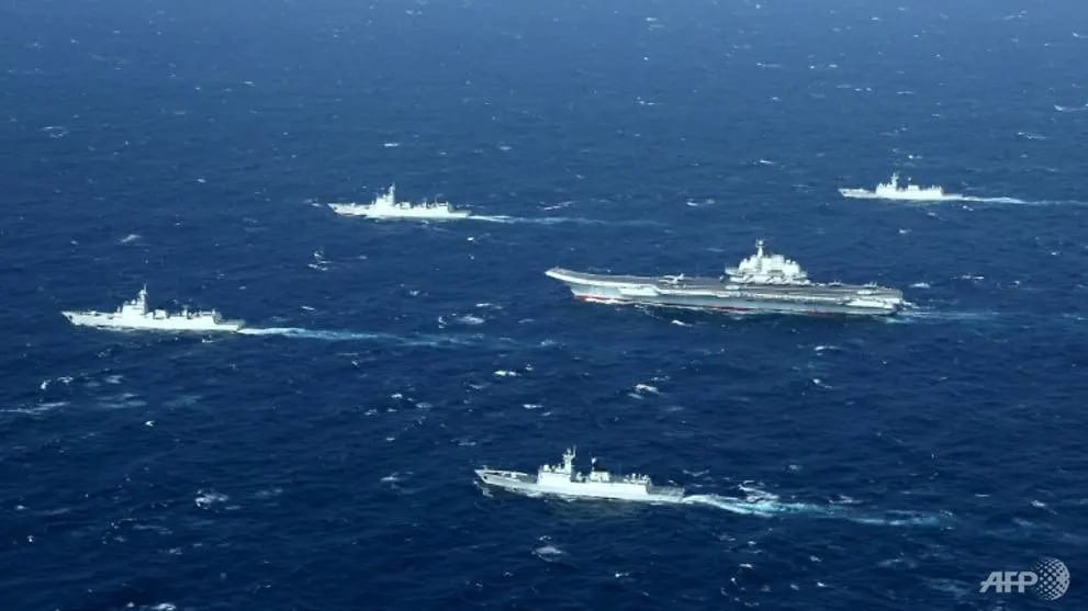 La flotta di supporto della Shandong. Fonte: AFP