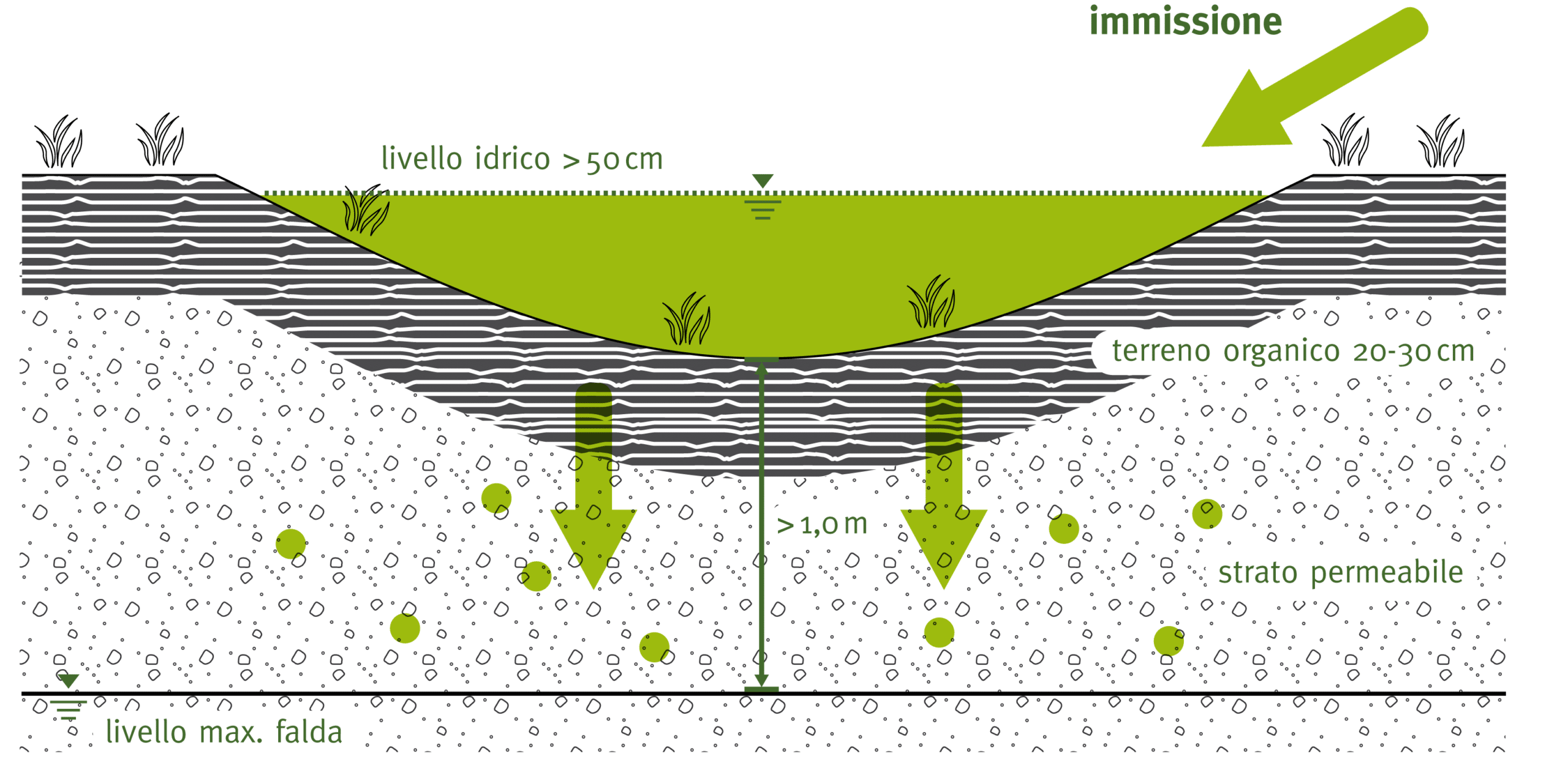 Esempio di bacino di infiltrazione. PH: Sito Agenzia provinciale per l’ambiente e la tutela del clima della provincia di bolzano