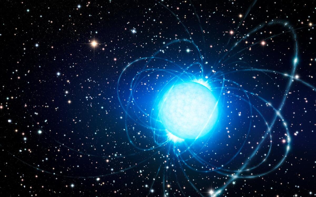 Rilevati 5 segnali radio veloci provenienti da 5 galassie diverse - This artist’s impression shows the magnetar in the very rich and young star cluster Westerlund 1. This remarkable cluster contains hundreds of very massive stars, some shining with a brilliance of almost one million suns. European astronomers have fo