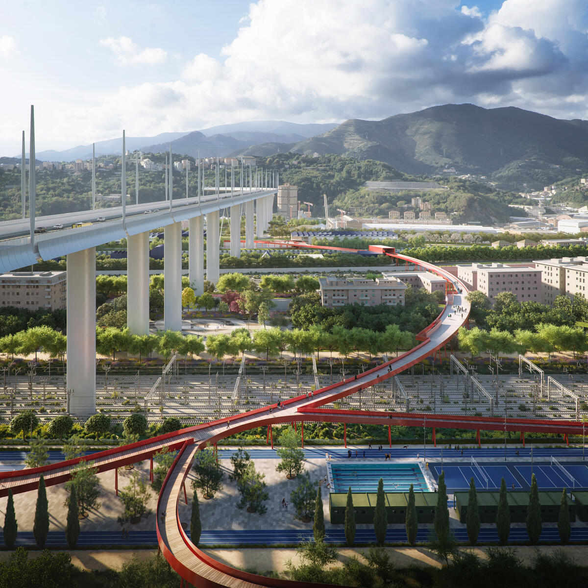 35 milioni per il Parco del Polcevera sotto il ponte di Genova - dezeen.com