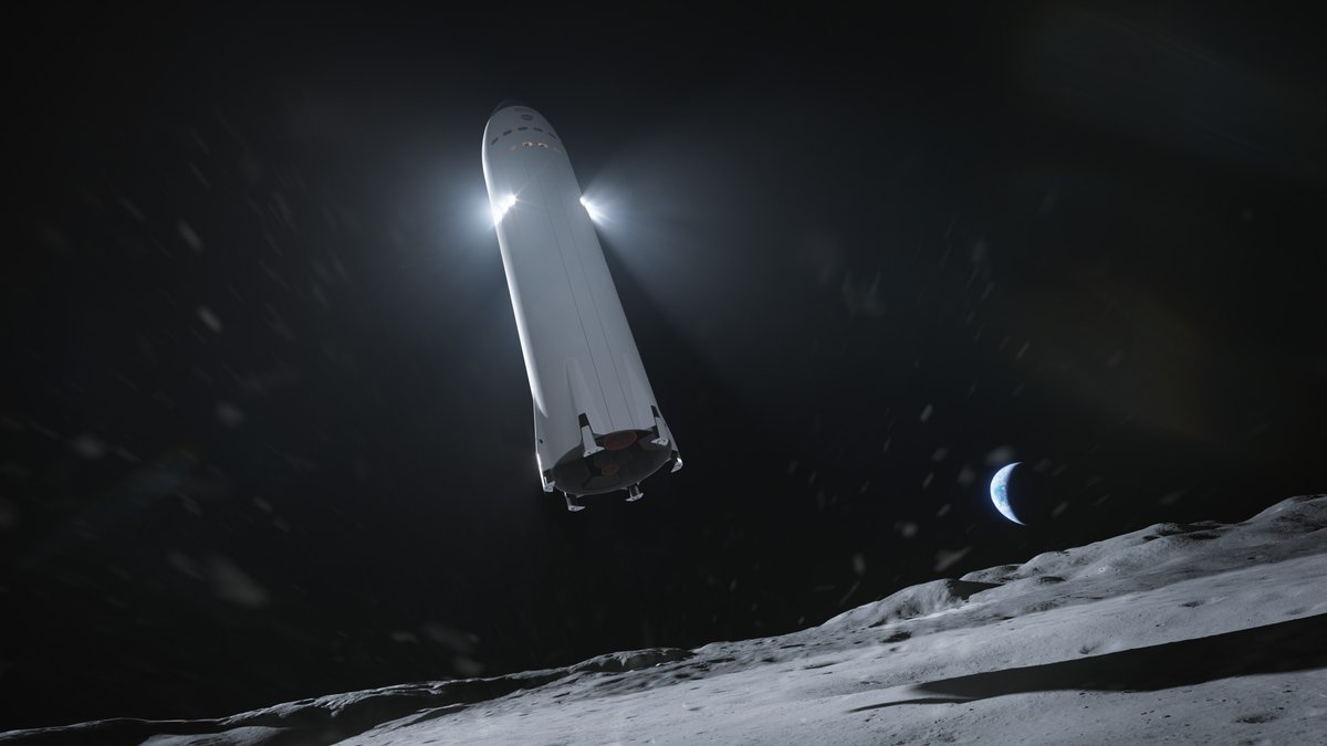 Riproduzione virtuale della Starship della SpaceX. Credit: SpaceX