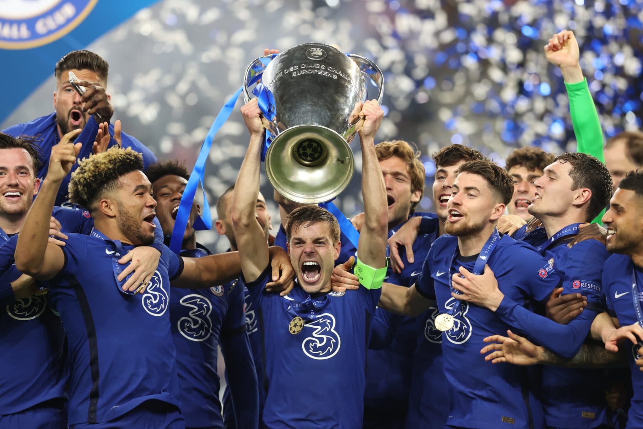I Blues che festeggiano la vittoria della loro seconda Champions League (fonte: UCL)